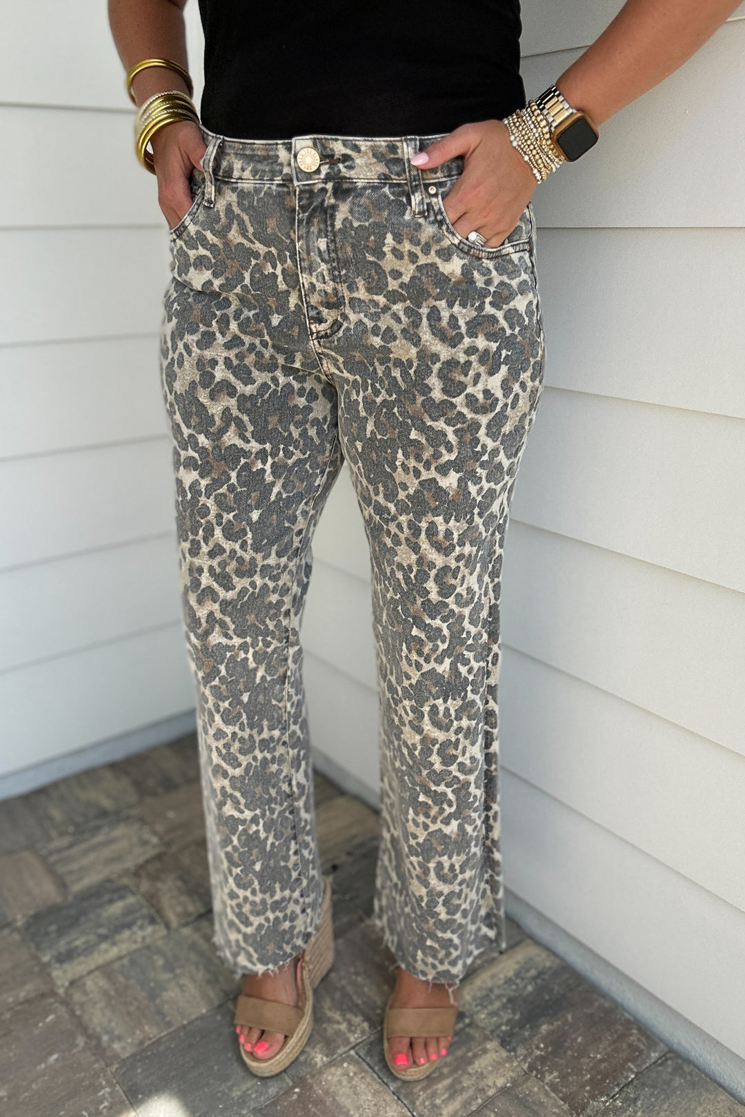 KUT: Kelsey High Rise Leopard Ankle Flare