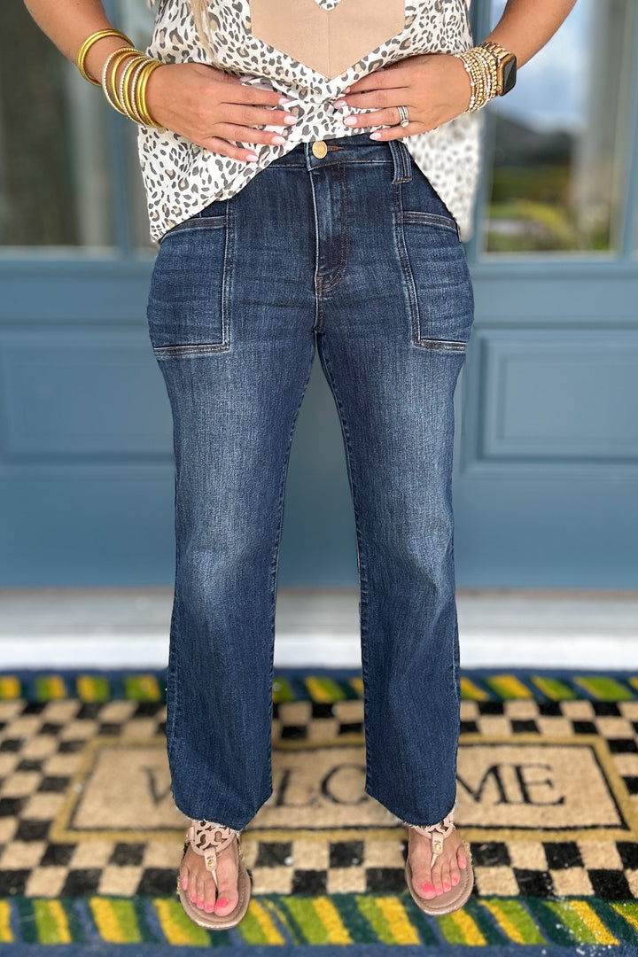 KUT: Kelsey High Rise Front Pocket Raw Hem - Precocious
