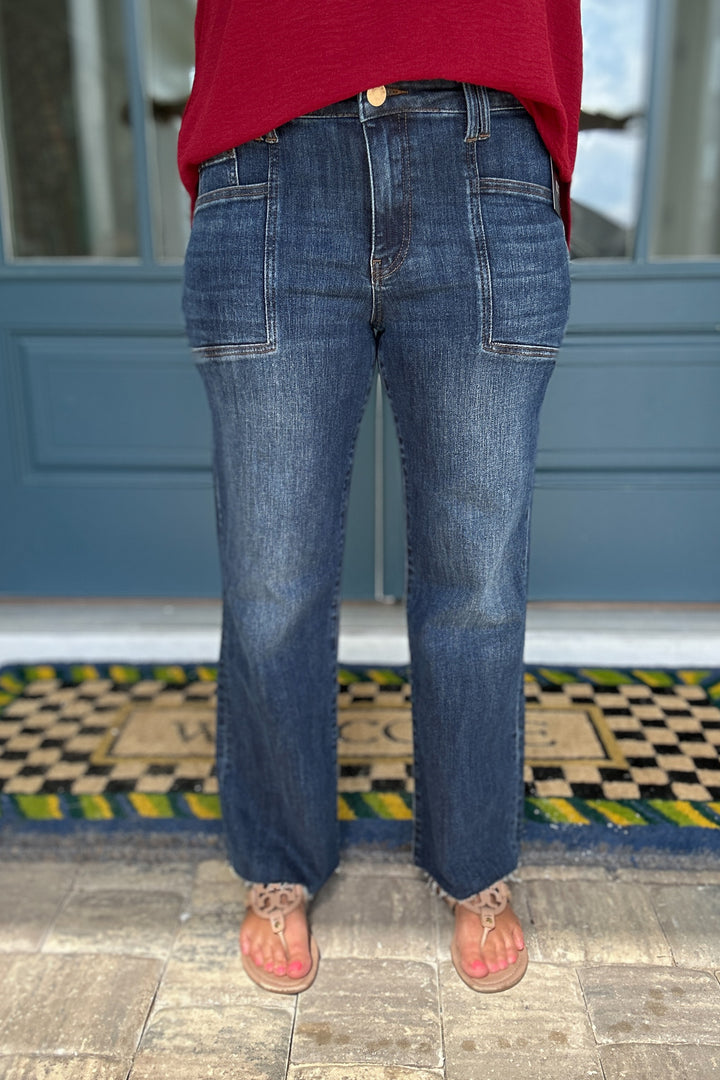 KUT: Kelsey High Rise Front Pocket Raw Hem - Precocious