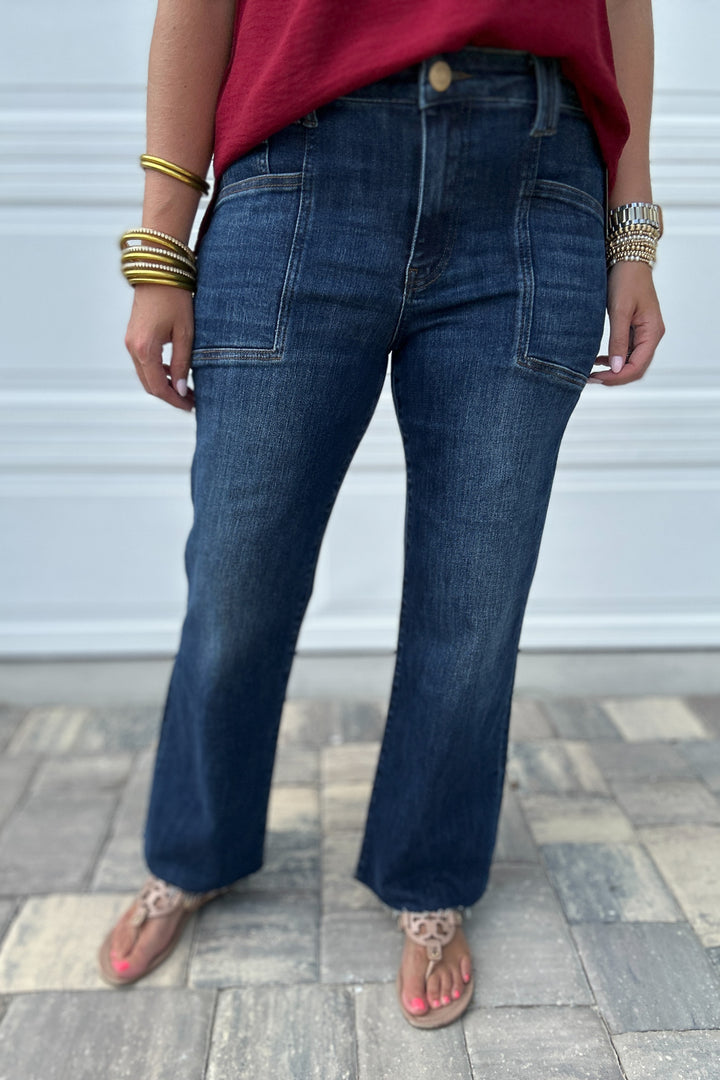 KUT: Kelsey High Rise Front Pocket Raw Hem - Precocious
