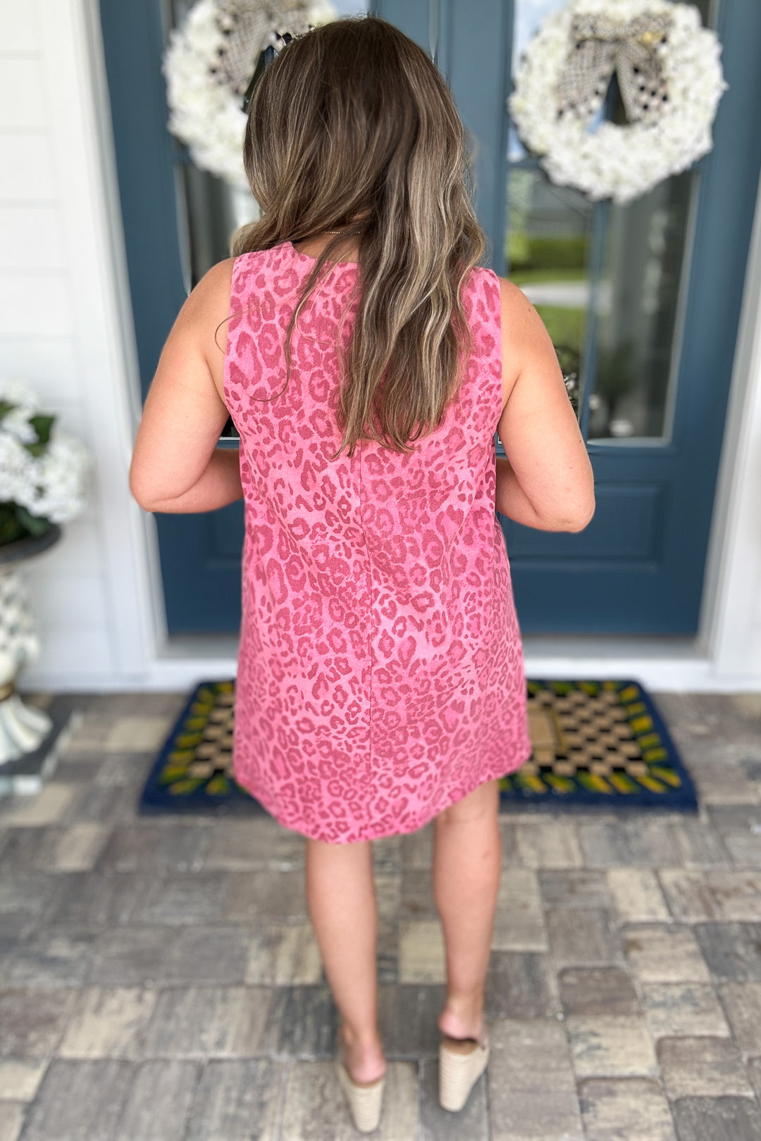 She Knows Leopard Denim Dress