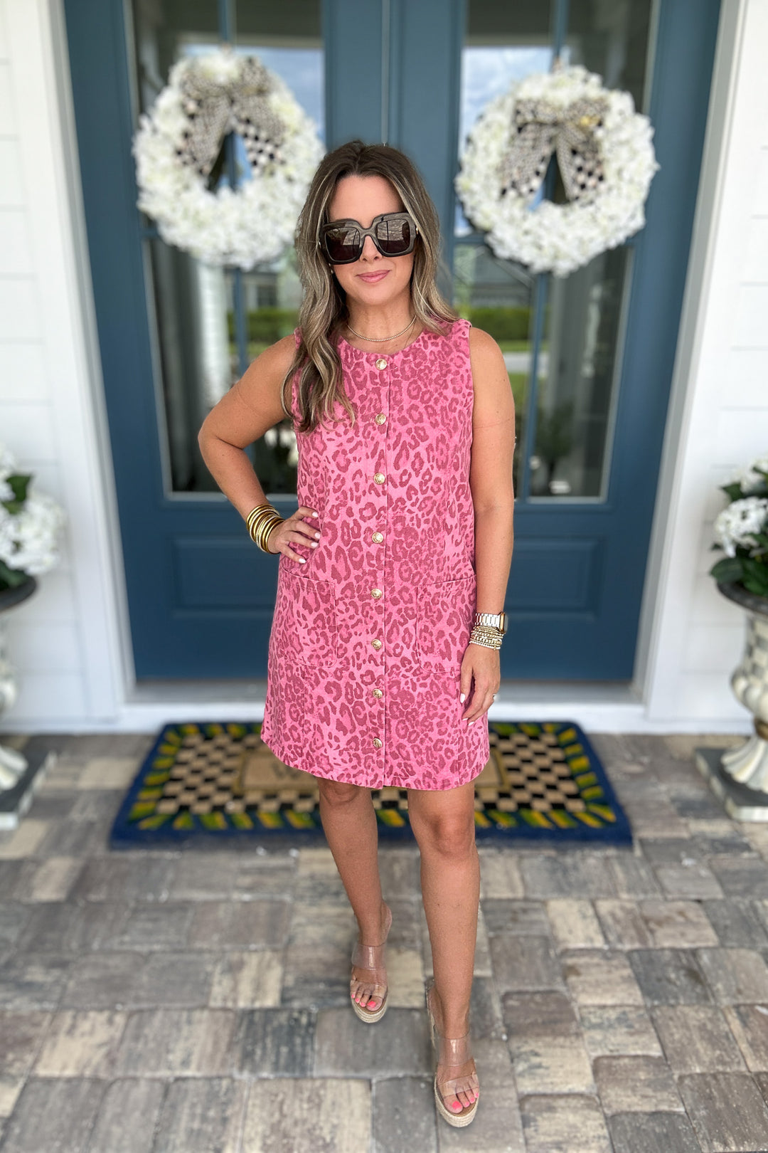 She Knows Leopard Denim Dress