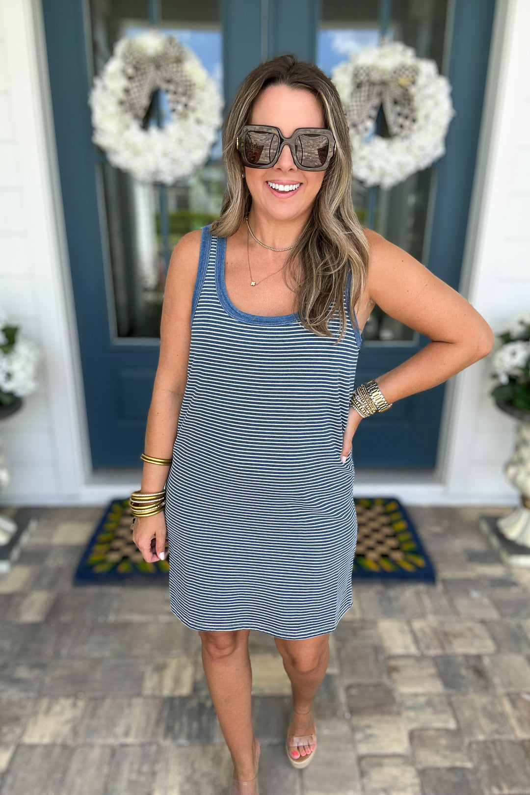Z Supply Mathis Striped Mini Dress Vintage Indigo