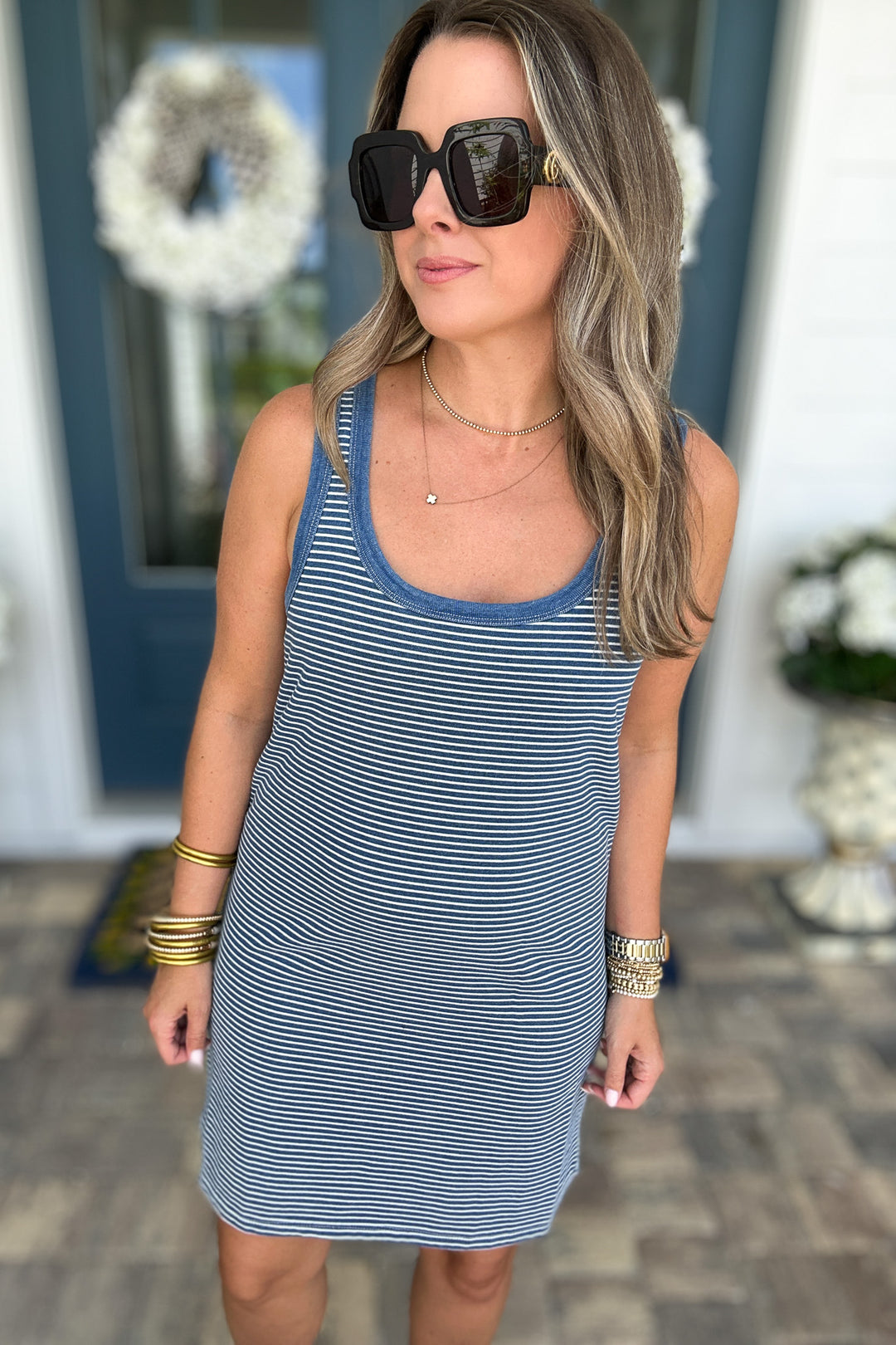 Z Supply: Mathis Striped Mini Dress Vintage Indigo
