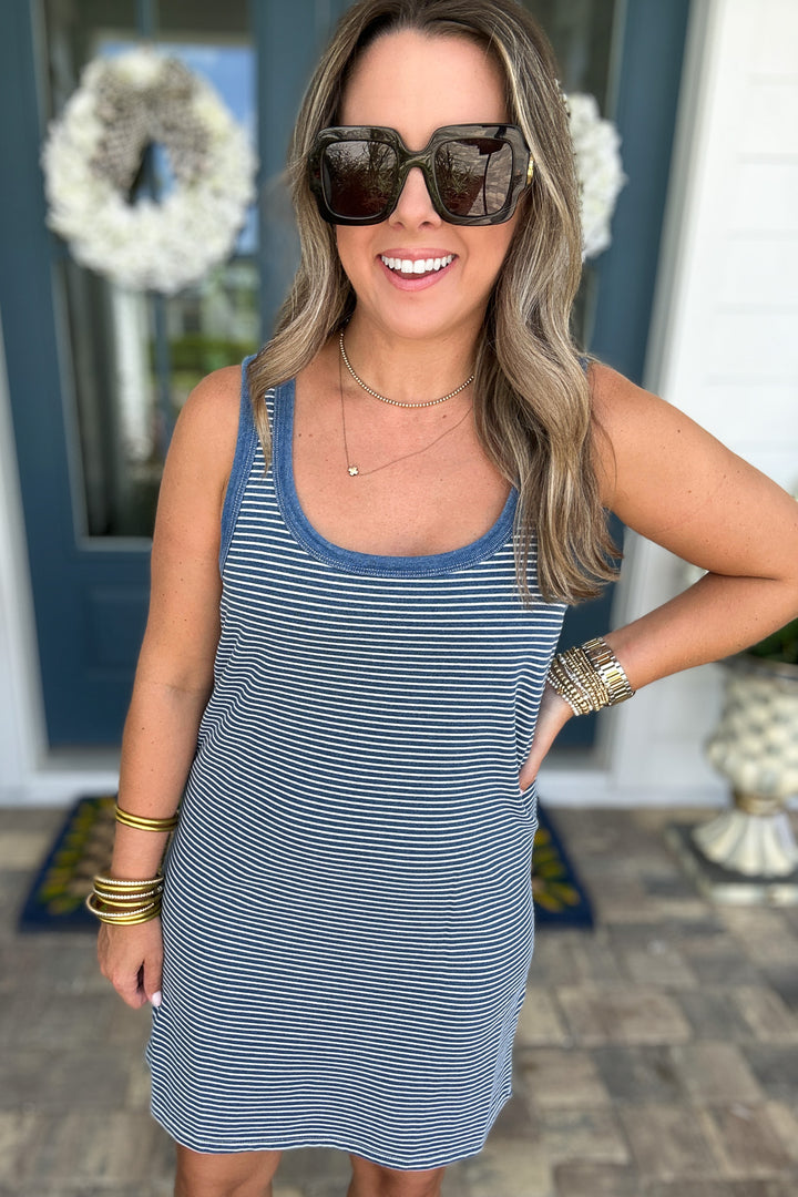Z Supply: Mathis Striped Mini Dress Vintage Indigo