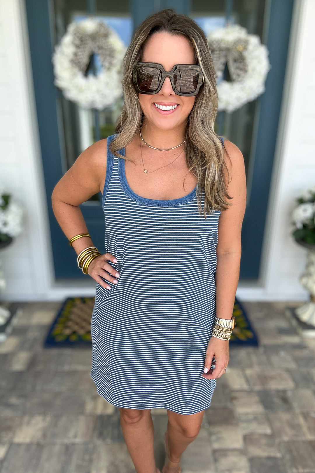 Z Supply: Mathis Striped Mini Dress Vintage Indigo