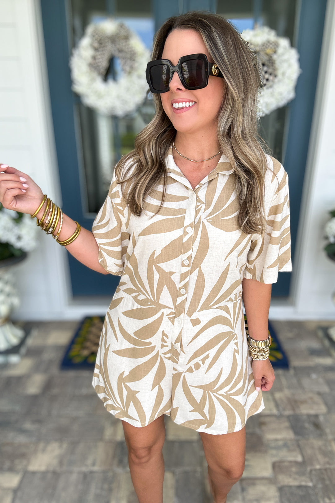 Z Supply: Marcell Palm Button Up Romper