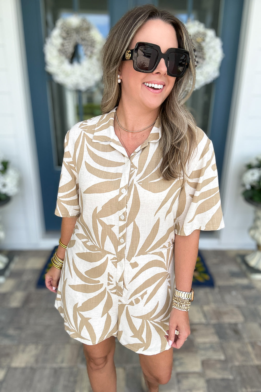 Z Supply: Marcell Palm Button Up Romper