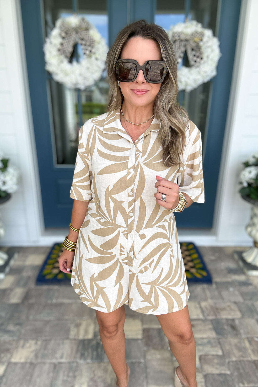 Z Supply: Marcell Palm Button Up Romper