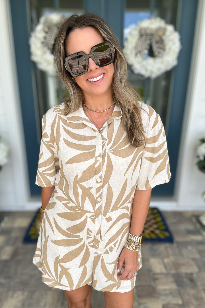 Z Supply: Marcell Palm Button Up Romper