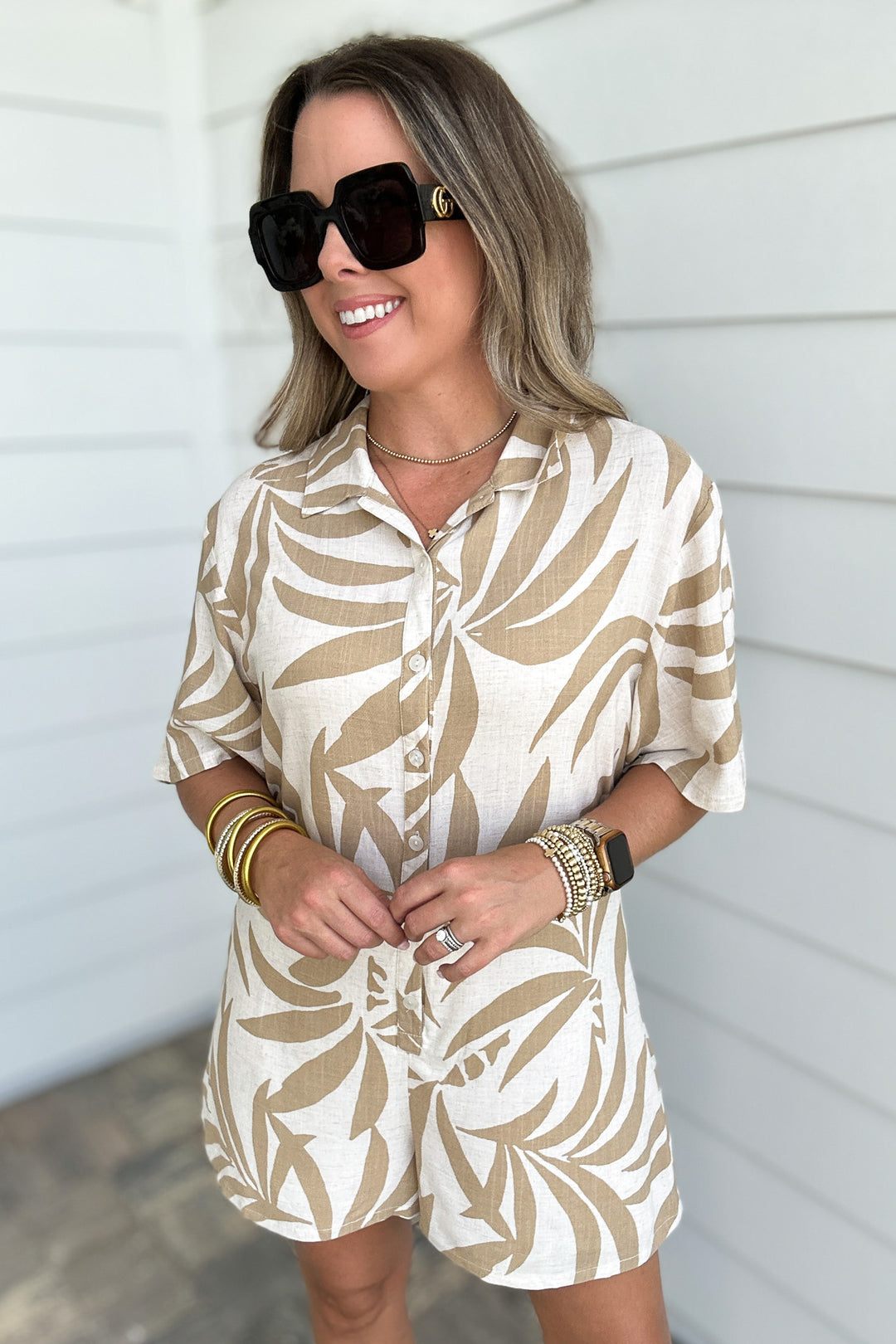 Z Supply: Marcell Palm Button Up Romper