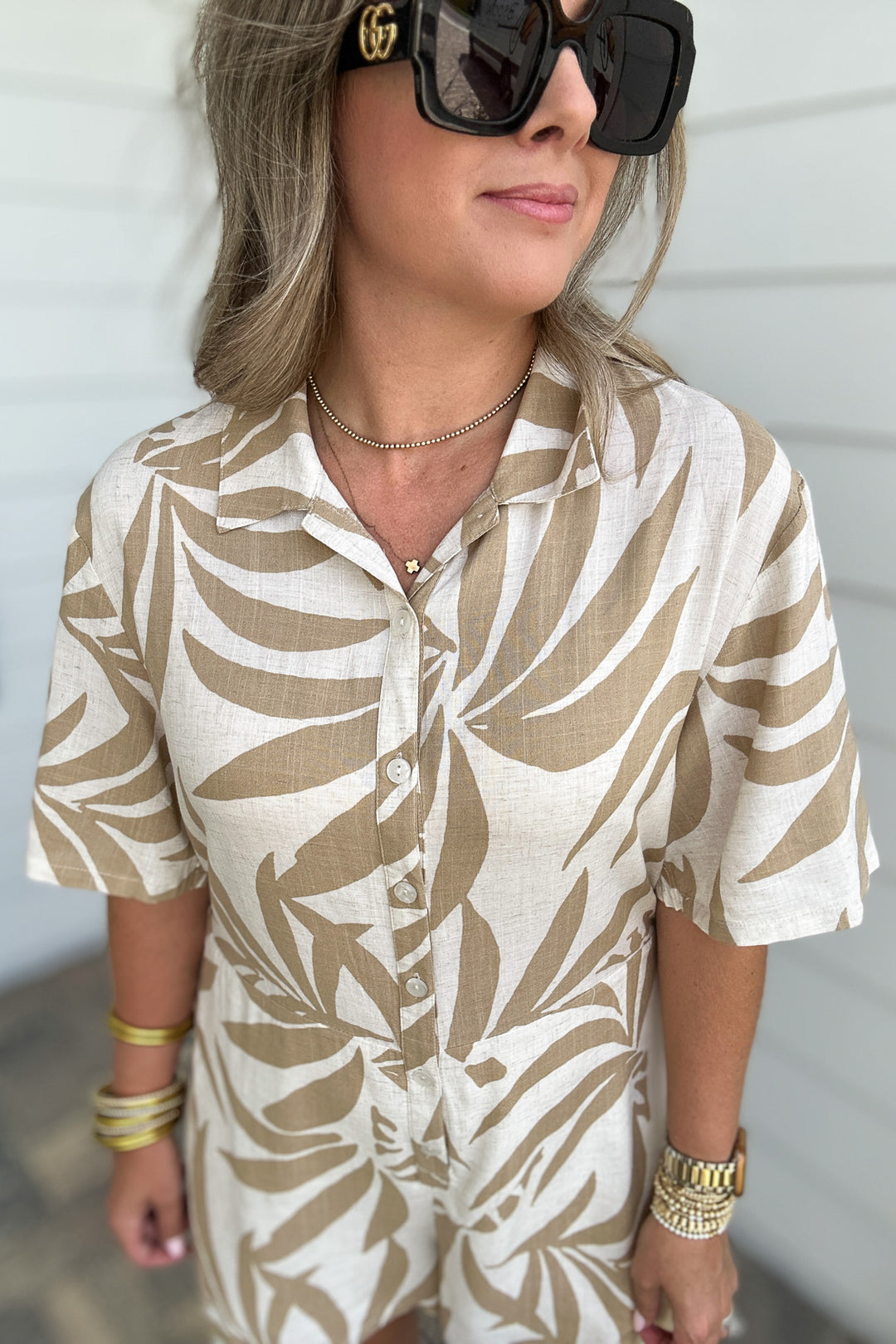 Z Supply: Marcell Palm Button Up Romper
