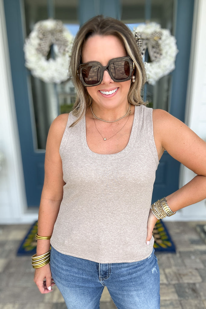 Z Supply: Sirena Rib Tank - Heather Taupe – B Social Boutique