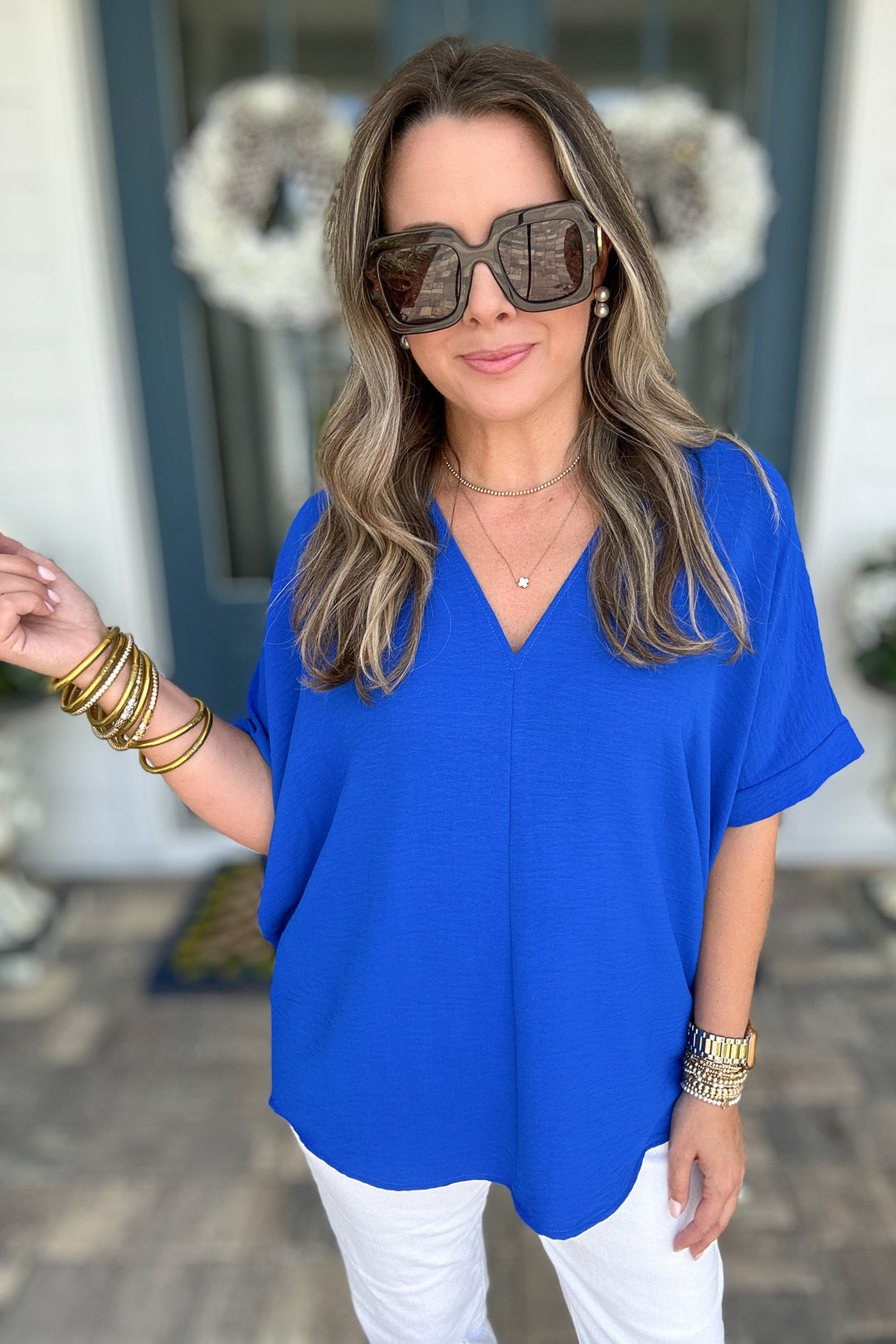 V-Neck Classic Top - Royal Blue