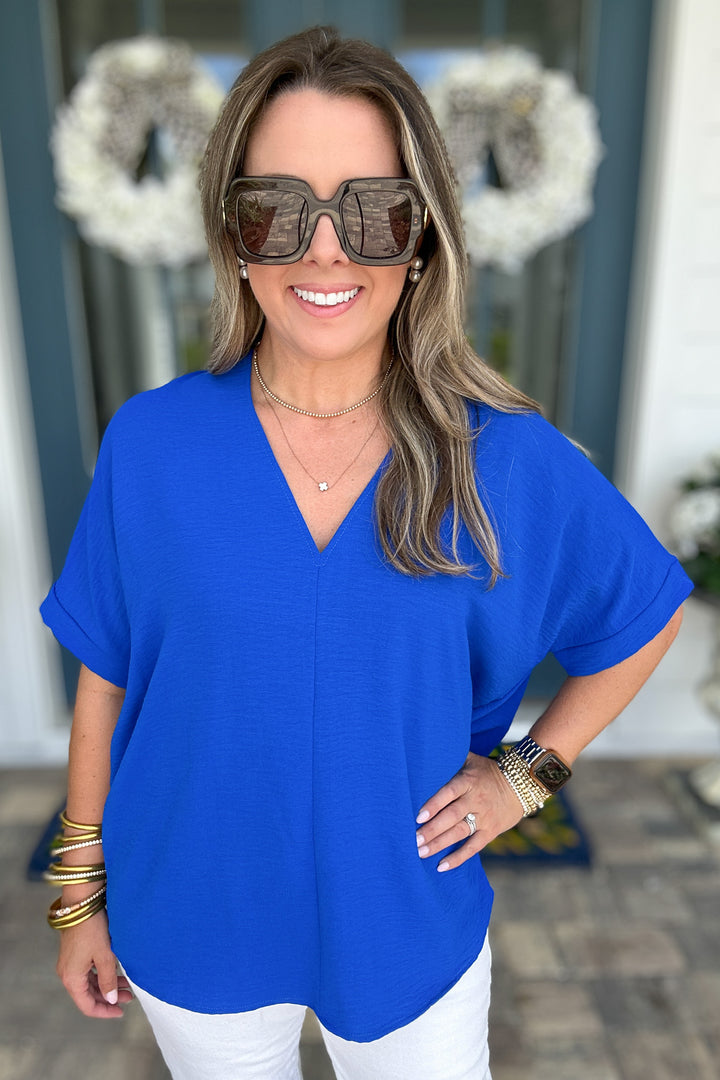 V-Neck Classic Top - Royal Blue