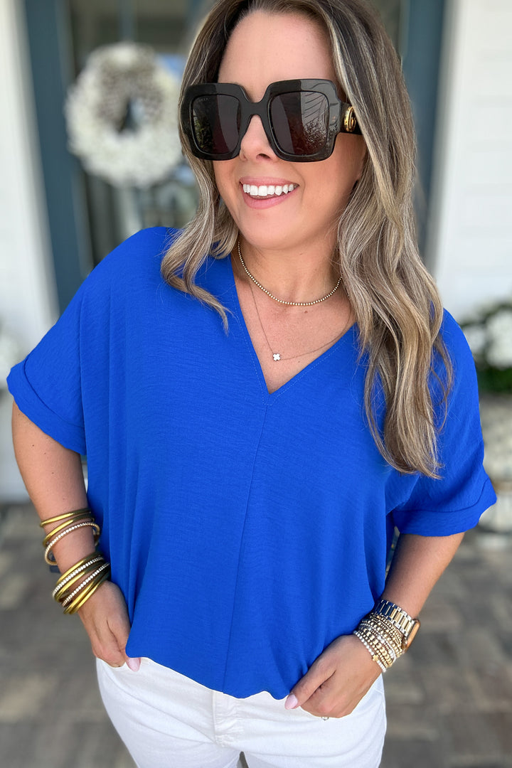 V-Neck Classic Top - Royal Blue