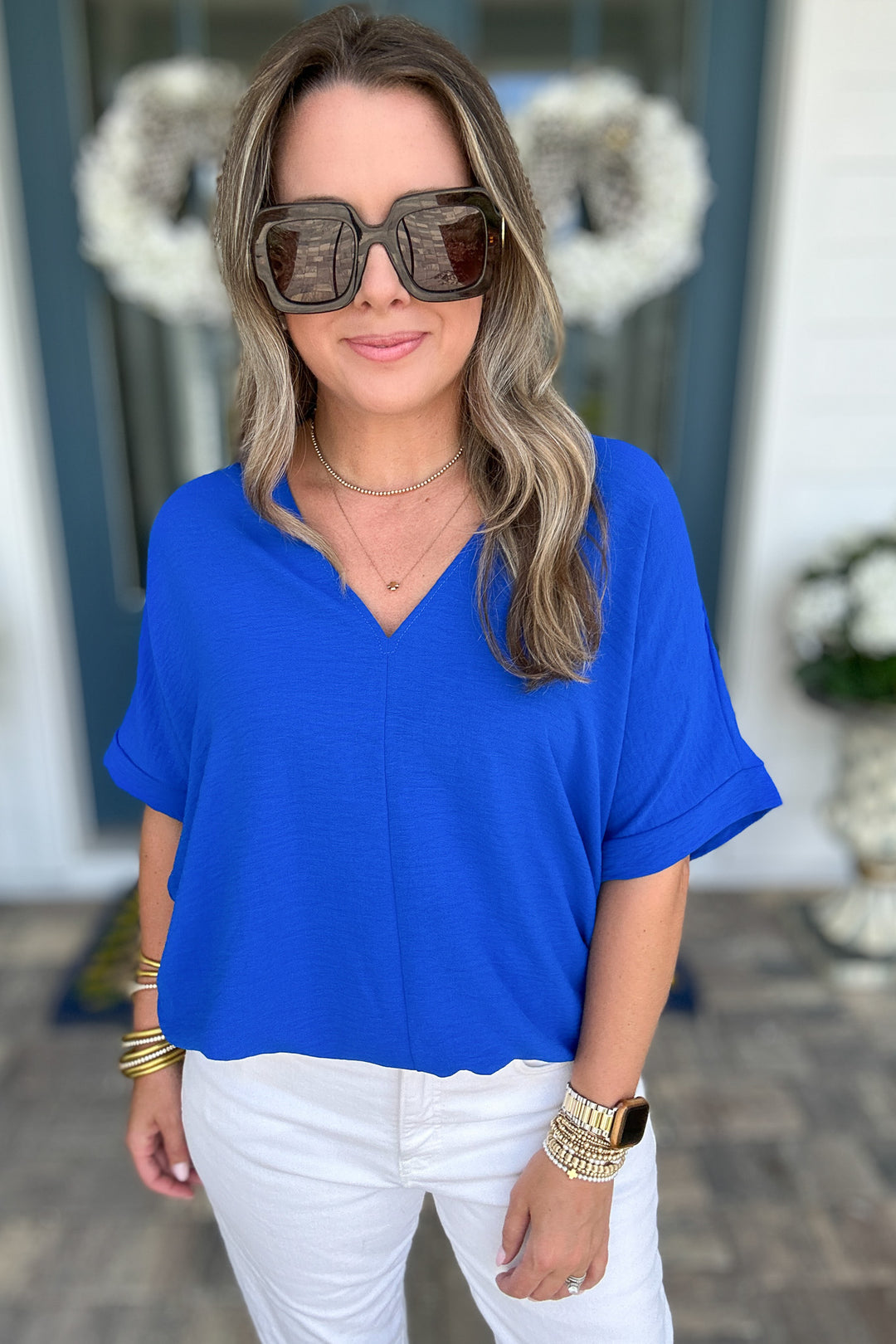 V-Neck Classic Top - Royal Blue