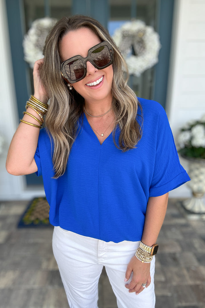 V-Neck Classic Top - Royal Blue