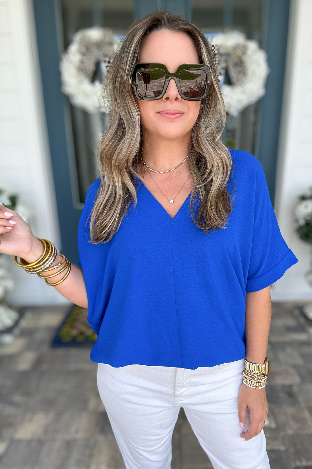 V-Neck Classic Top - Royal Blue