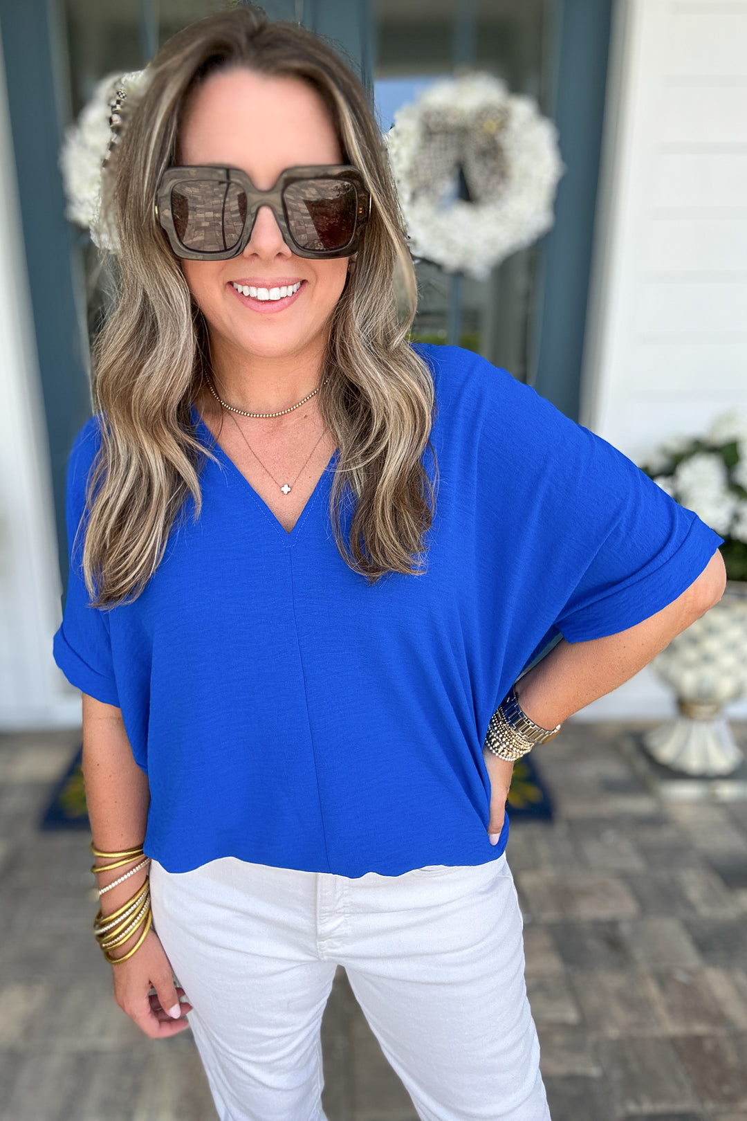 V-Neck Classic Top - Royal Blue