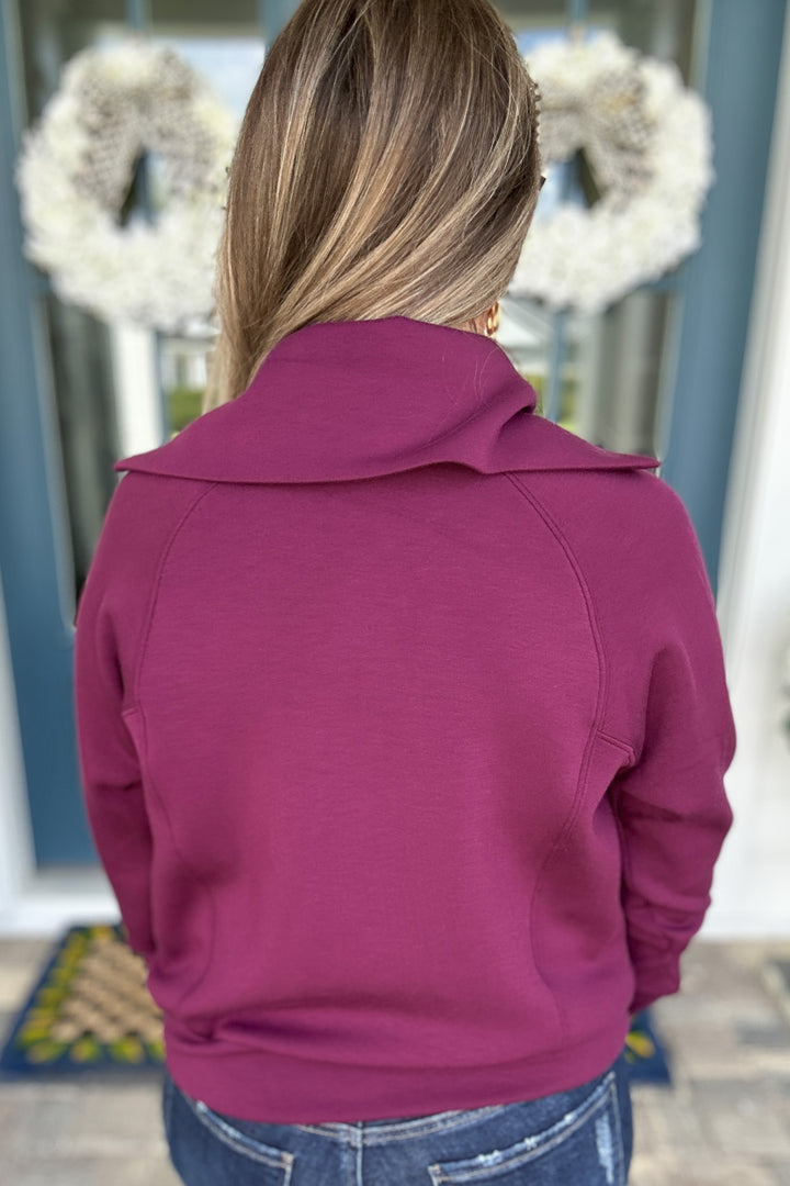 SPANX: AirEssentials Half Zip - Plum Berry