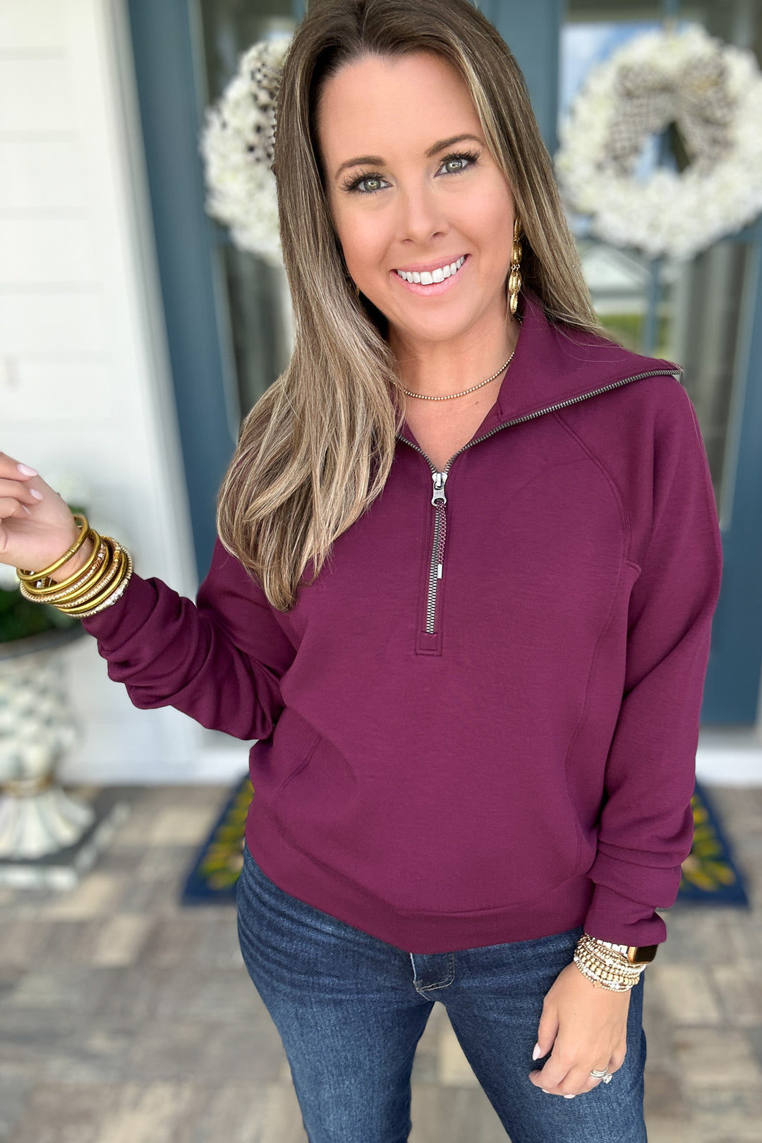 SPANX: AirEssentials Half Zip - Plum Berry