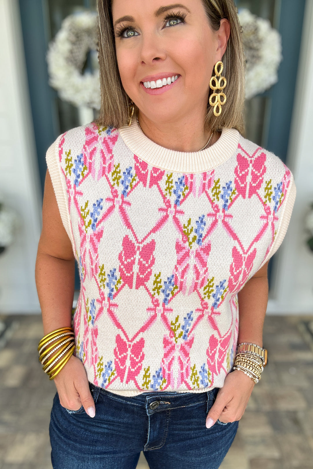 THML: Pretty Bow Vest Sweater