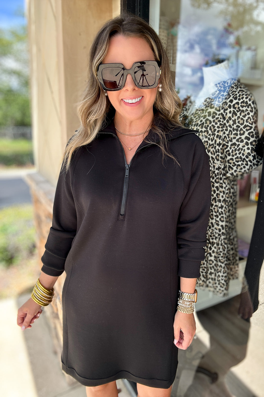 Spanx: AirEssentials Half Zip Dress - Very Black