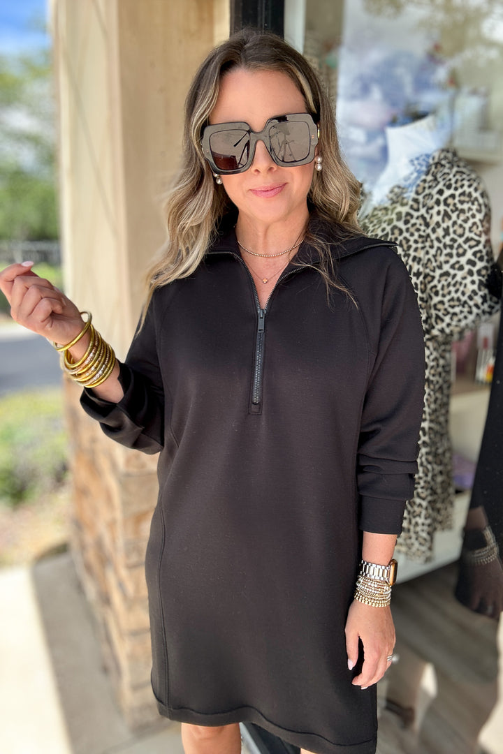 Spanx: AirEssentials Half Zip Dress - Very Black