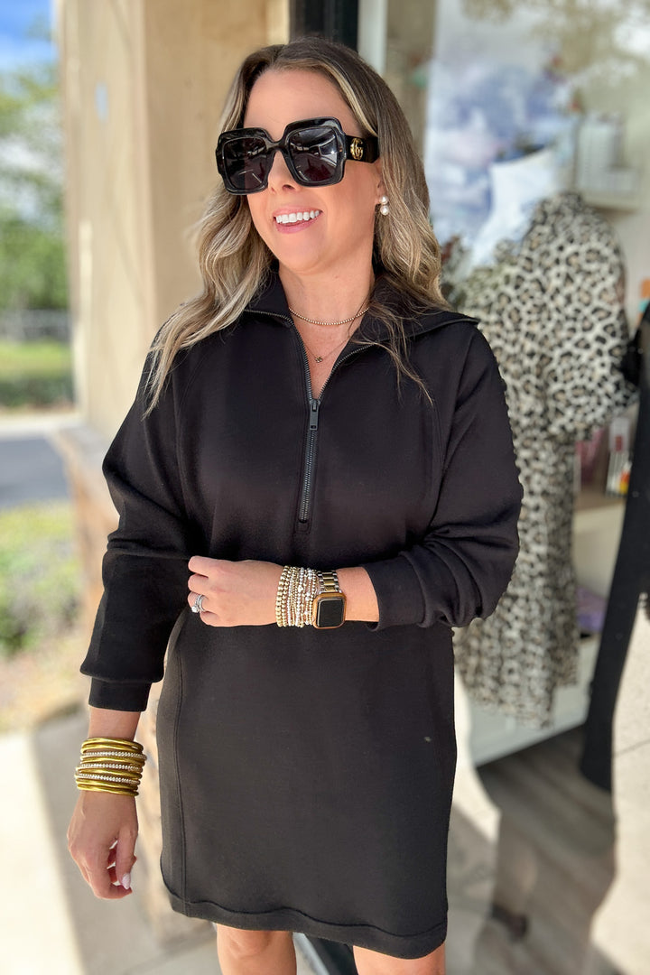 Spanx: AirEssentials Half Zip Dress - Very Black