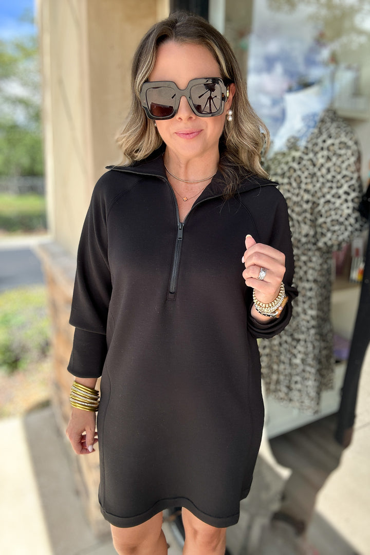 Spanx: AirEssentials Half Zip Dress - Very Black