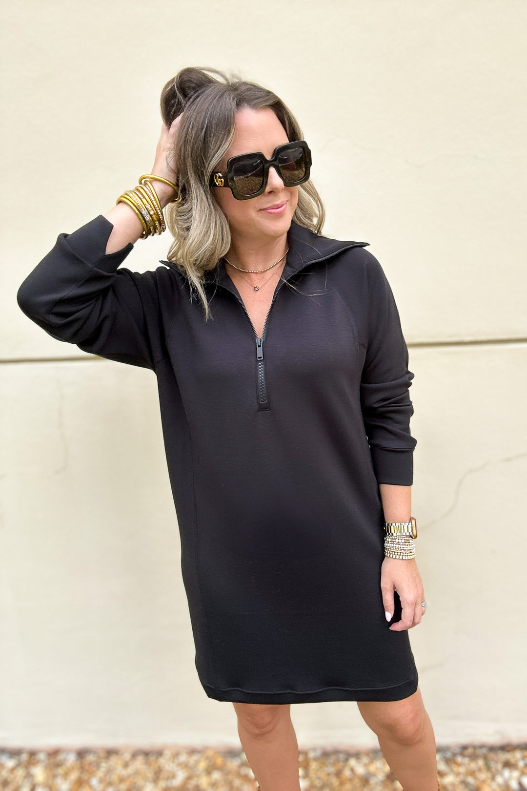 Spanx: AirEssentials Half Zip Dress - Very Black