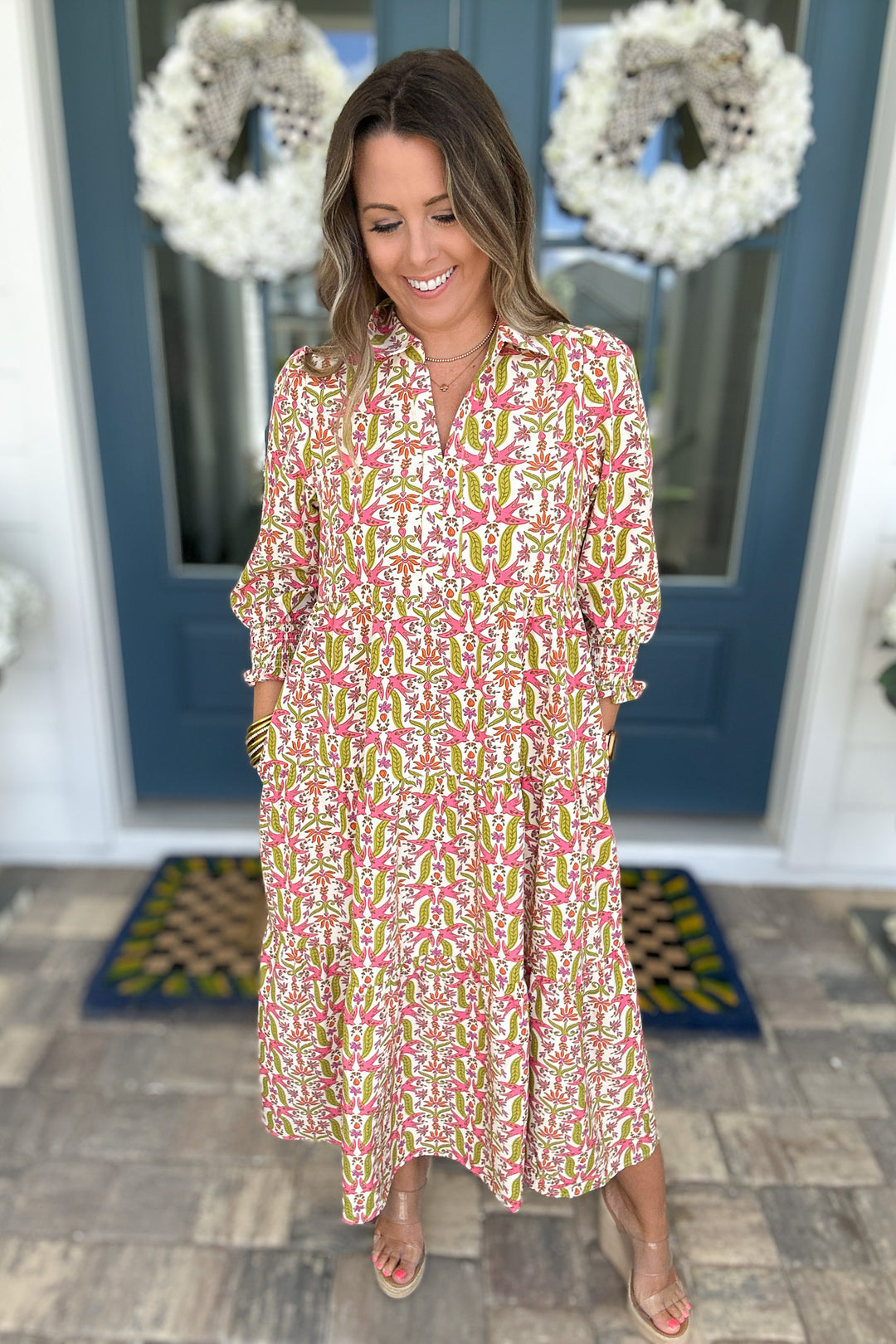 Eleanor Dress - Gossemar Wings Coral