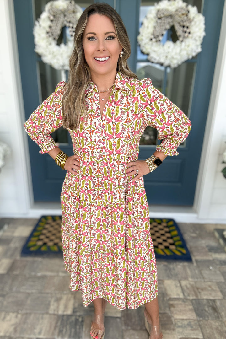 Eleanor Dress - Gossemar Wings Coral