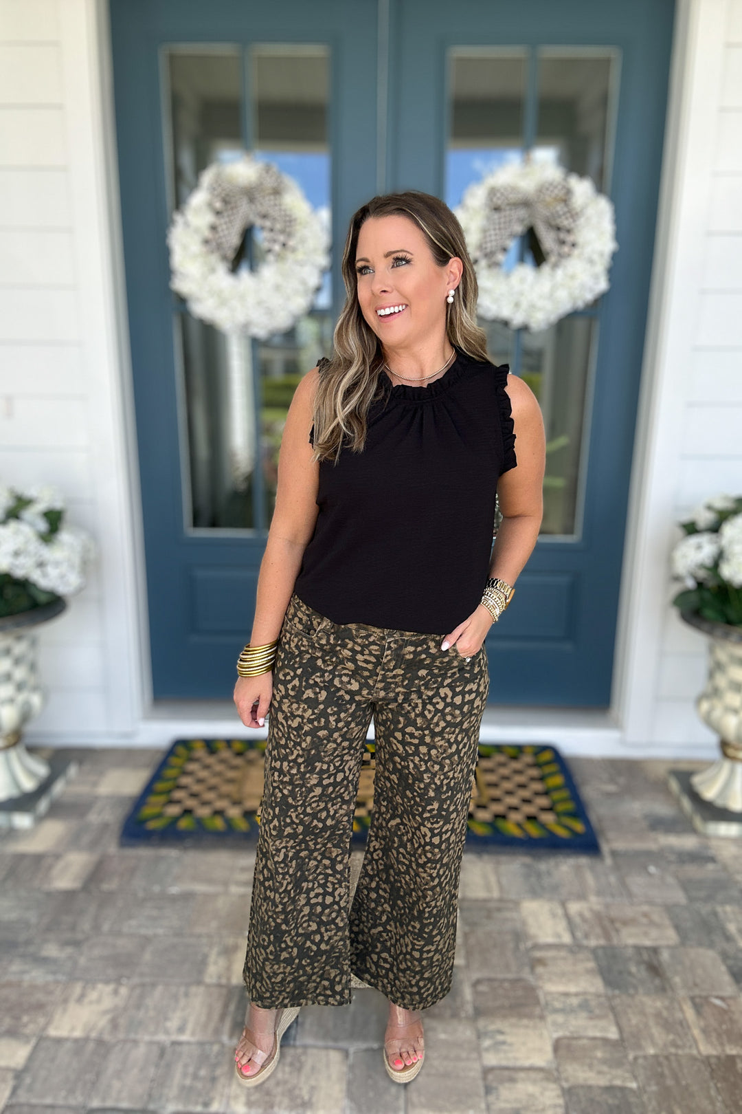 KUT: Meg High Rise Wide Leg - Leopard