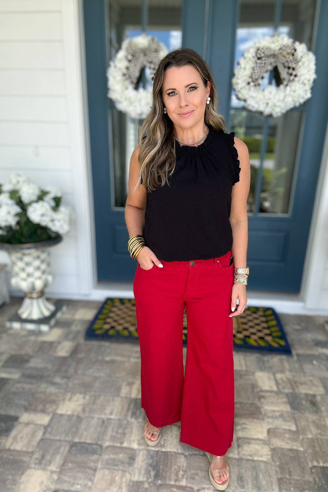 KUT: Meg High Rise Wide Leg - Ruby Red

