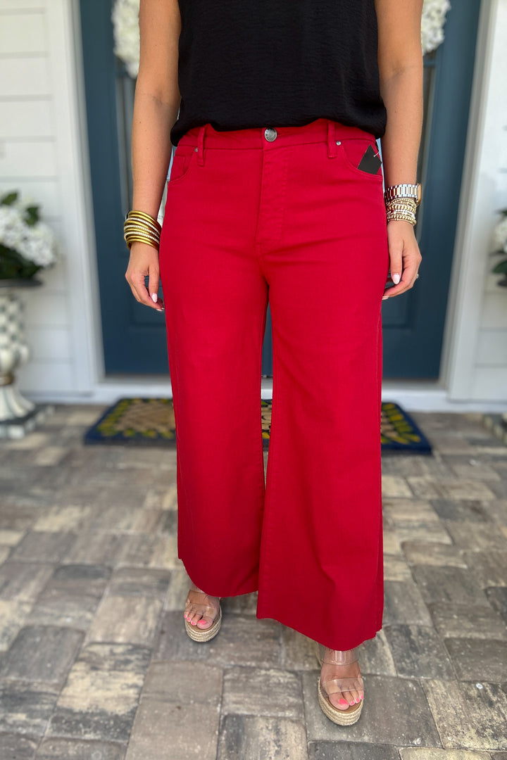 KUT: Meg High Rise Wide Leg - Ruby Red