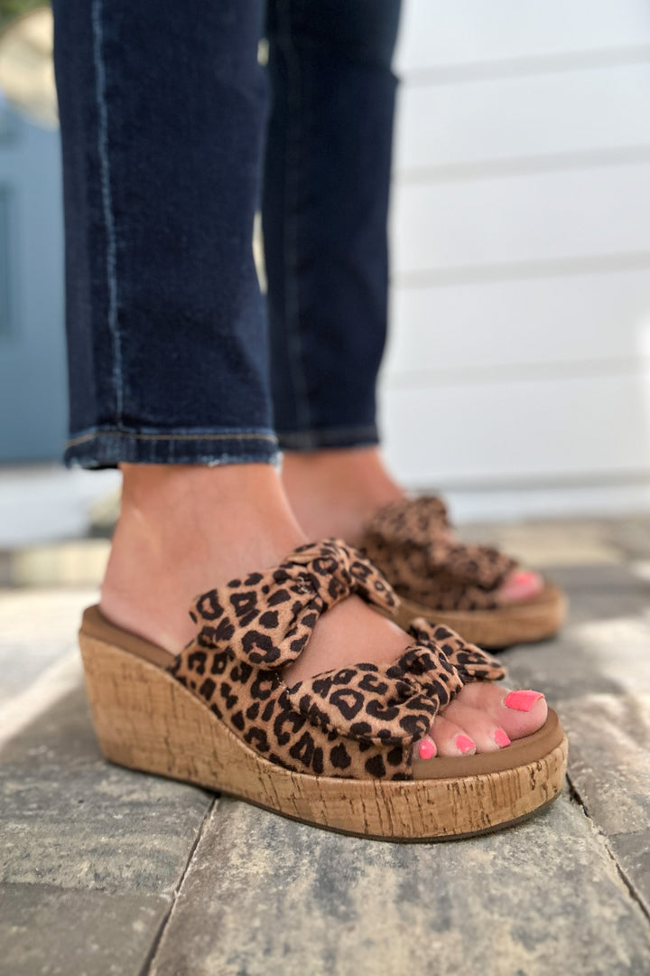 Corkys: Leopard Bowed Up Sandals