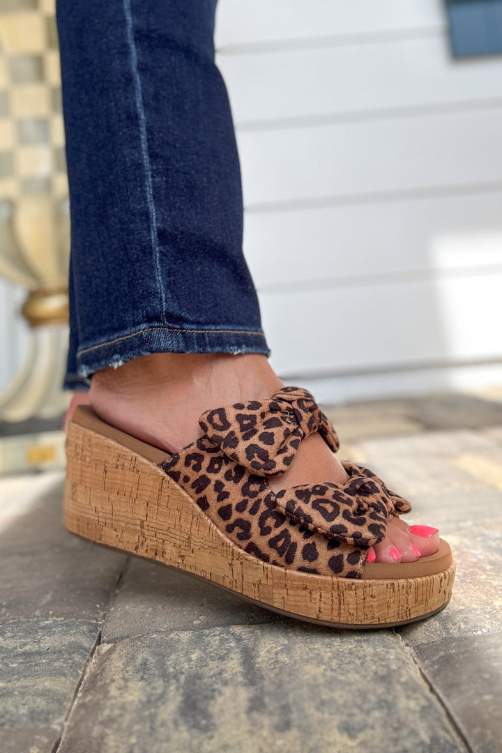 Corkys: Leopard Bowed Up Sandals