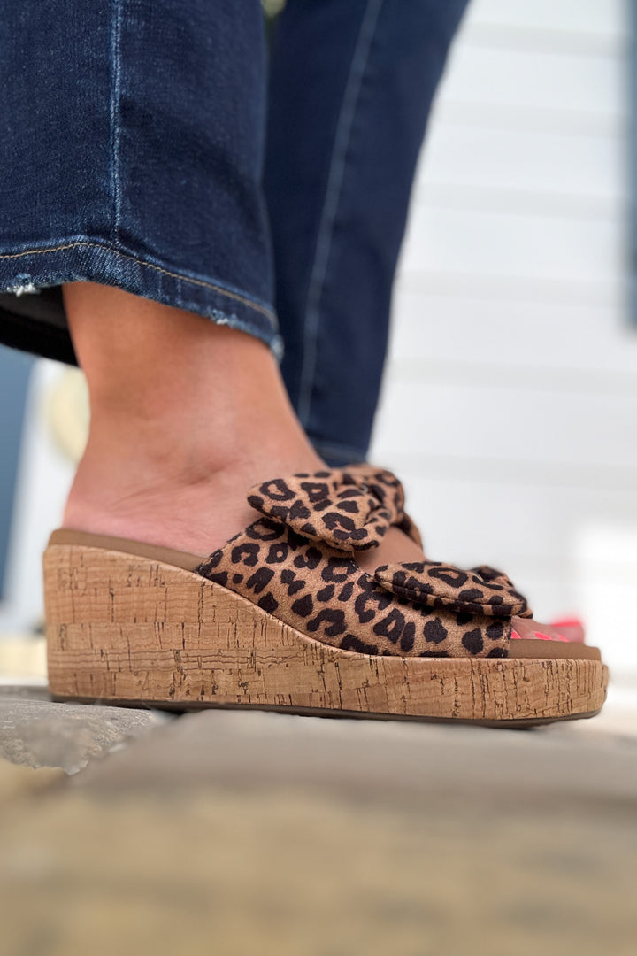 Corkys: Leopard Bowed Up Sandals