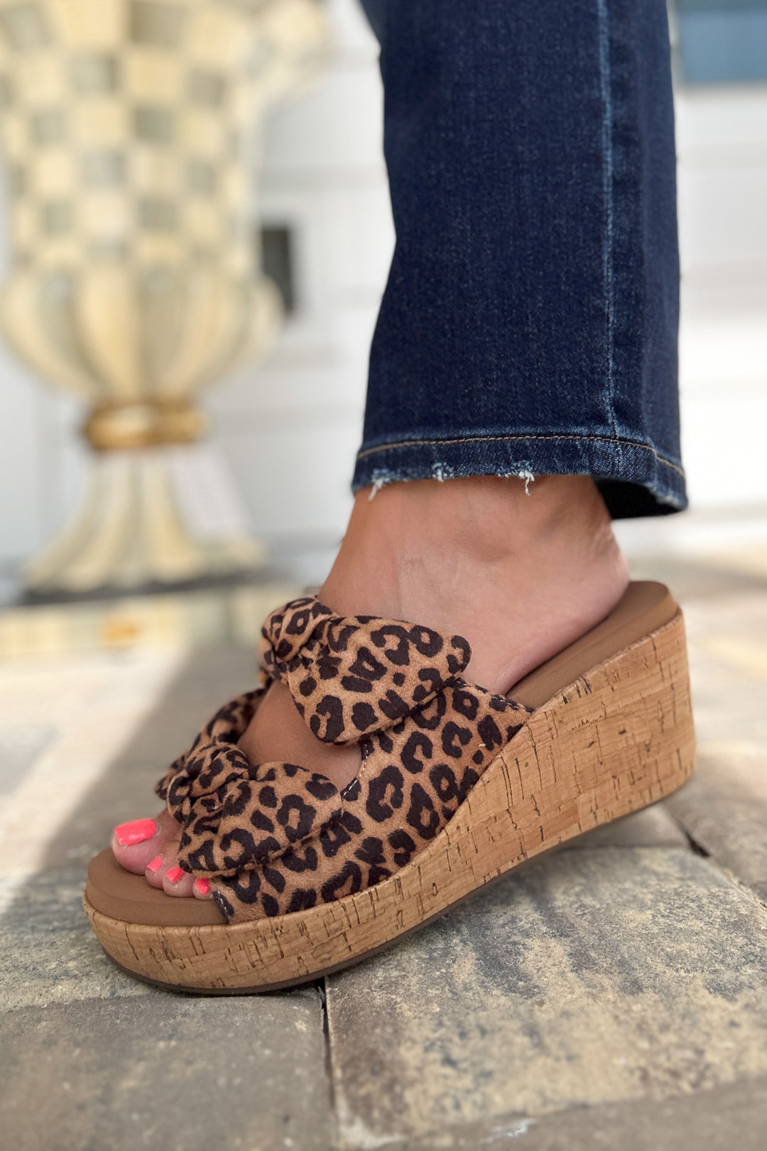 Corkys: Leopard Bowed Up Sandals
