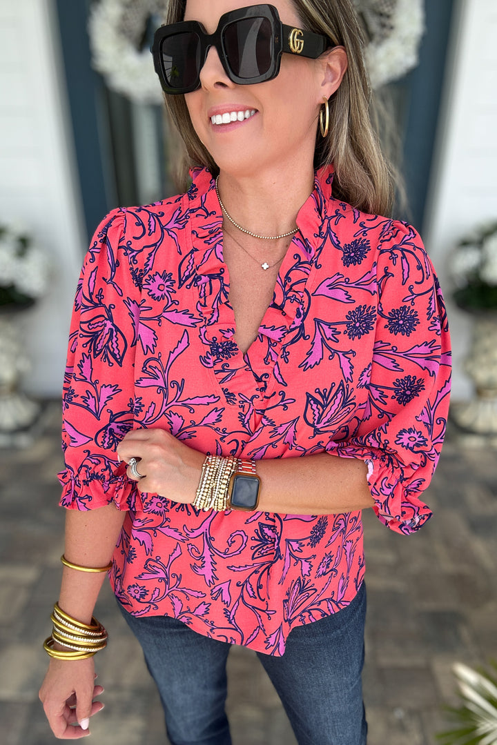 Julie Top - Toile Tulip Coral