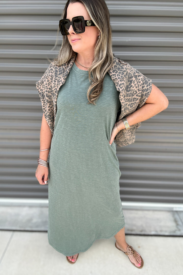 Z Supply: Calabasas Midi Dress Hunter Green