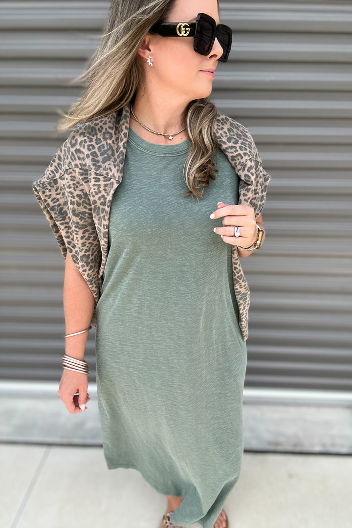 Z Supply: Calabasas Midi Dress Hunter Green