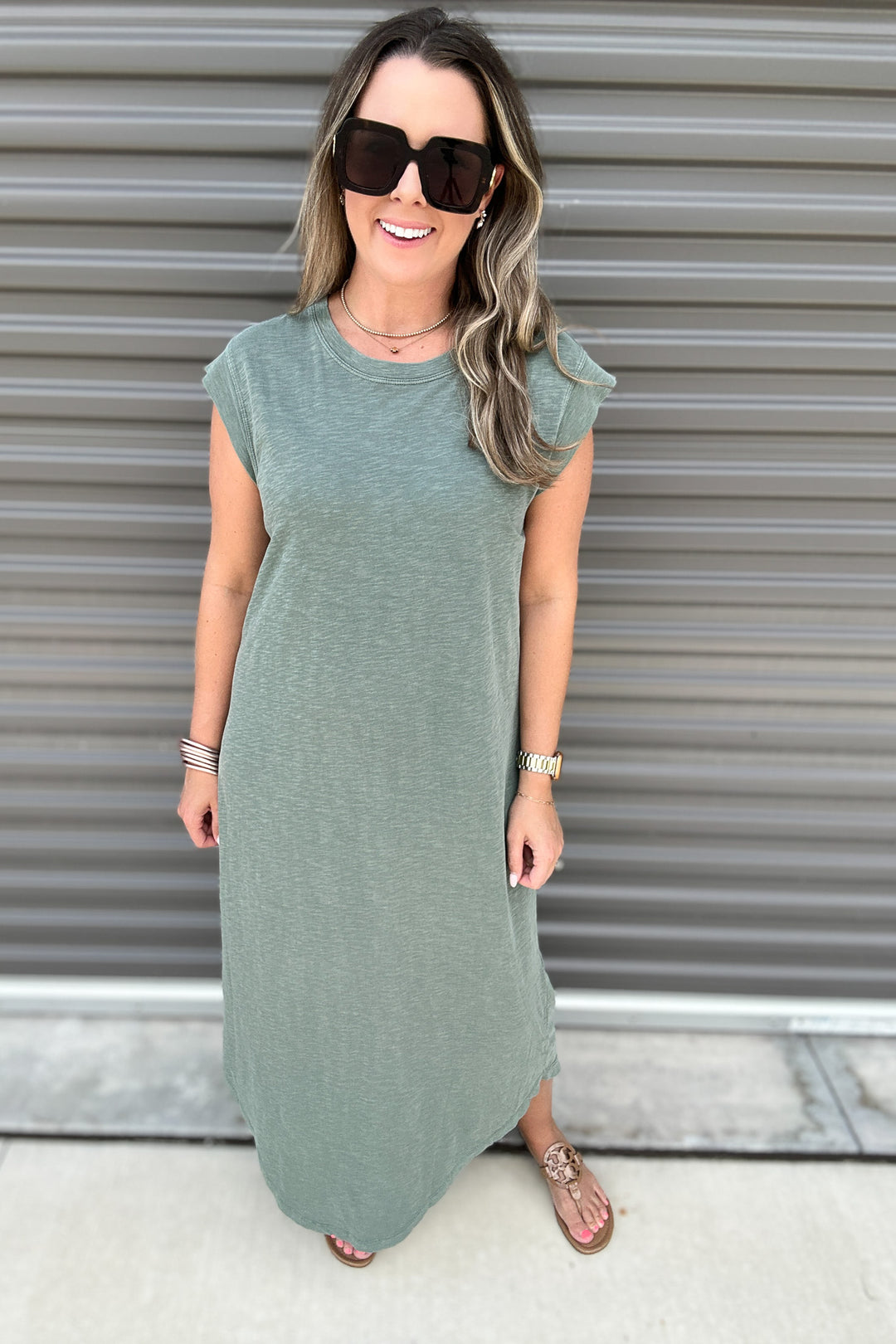 Z Supply: Calabasas Midi Dress Hunter Green