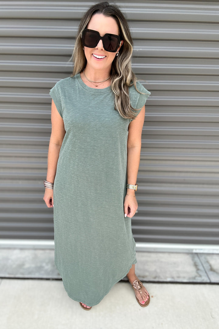 Z Supply: Calabasas Midi Dress Hunter Green