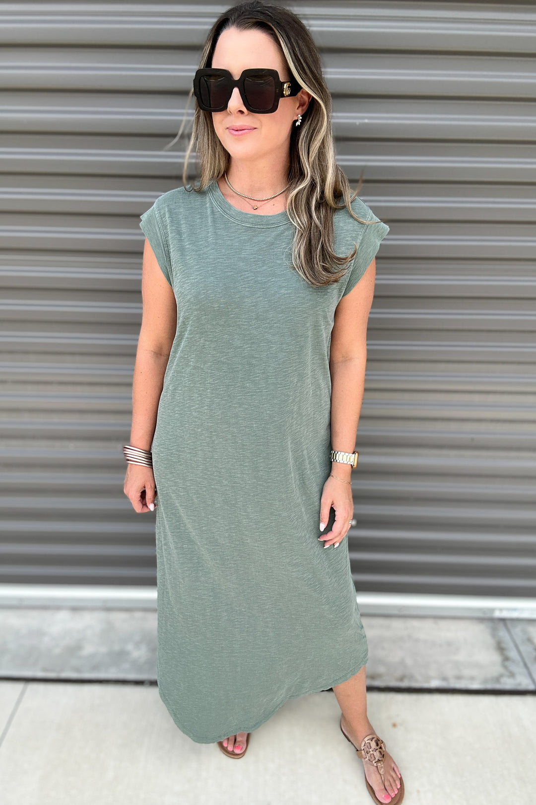 Z Supply: Calabasas Midi Dress Hunter Green