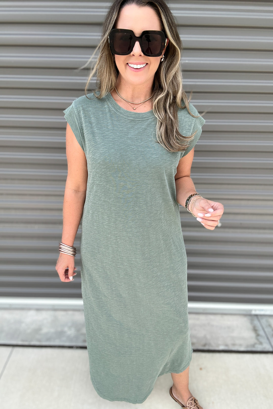 Z Supply: Calabasas Midi Dress Hunter Green