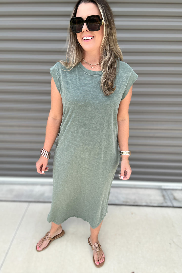 Z Supply: Calabasas Midi Dress Hunter Green