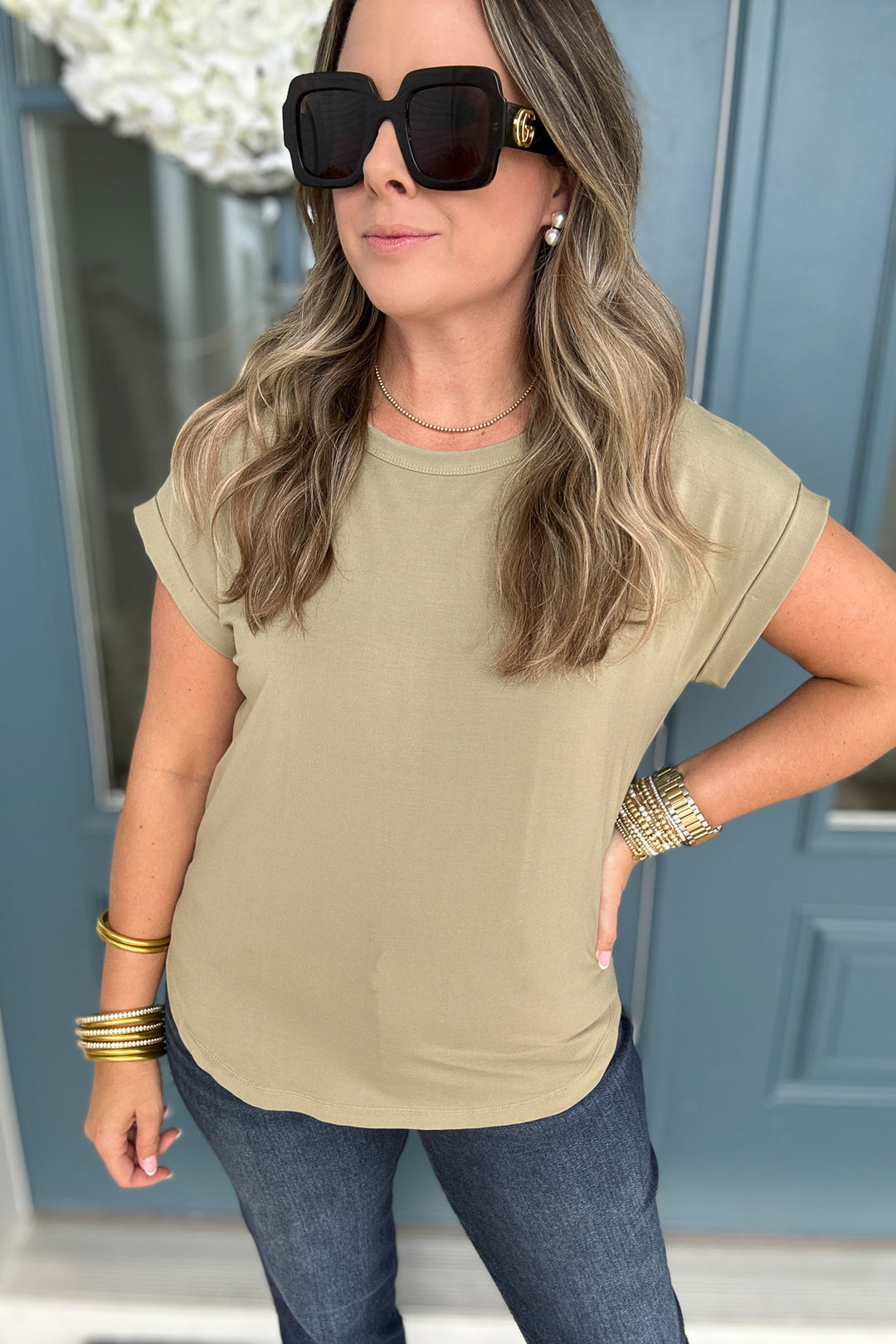 Tara Modal Short Sleeve Top - Fern